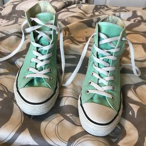 Mint green high top converse